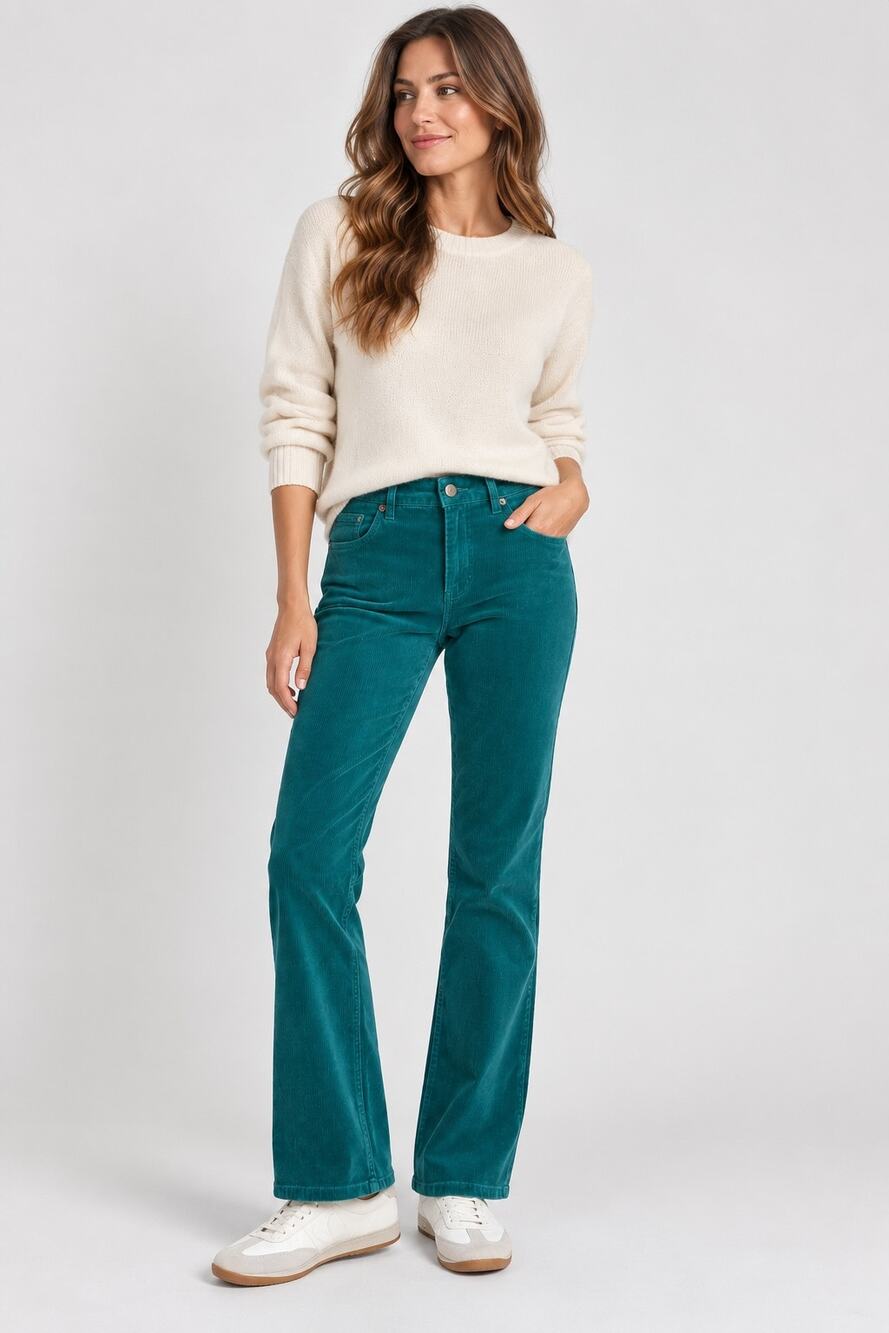 Chadwicks Teal Corduroy Pants Women’s 8P Bootcut Stretch 5 Pocket